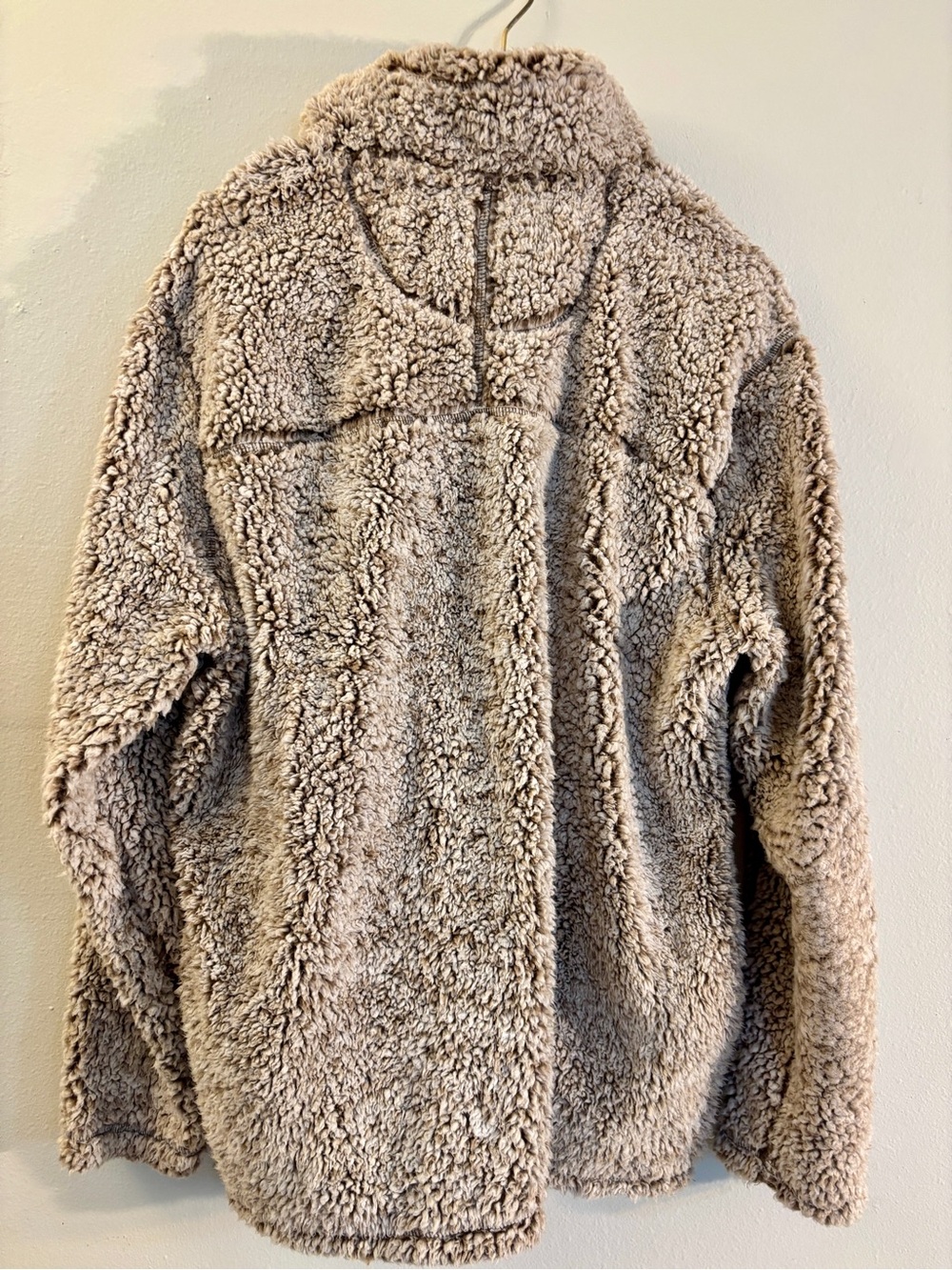 Men's Grizzly Sherpa Quarter-Zip Pullover Sweater - Taupe - Picture 4 of 8
